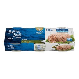 Tuno gabalėliai SUN & SEA alyvuogių aliejuje, 3 x 80 g