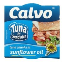 Tuno gabaliukai saulėgr. aliejuje CALVO, 142 g