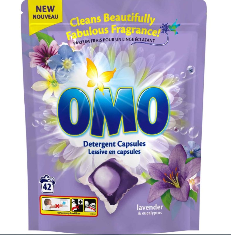 Universalios skalbimo kapsulės OMO LAVENDER & EUCALYPTUS, 42 vnt