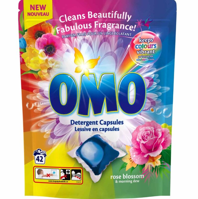 Universalios skalbimo kapsulės OMO ROSE BLOSSOM, 42 vnt