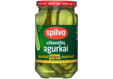 Užkandžių agurkai SPILVA (pjaustyti išilgai), 460 g