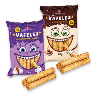 Vafliniai vamzdeliai su sutirštintu pienu, 340 g