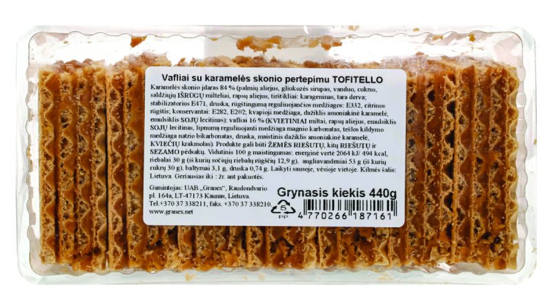 Vafliai su karamelės skonio pertepimu TOFITELLO, 440 g