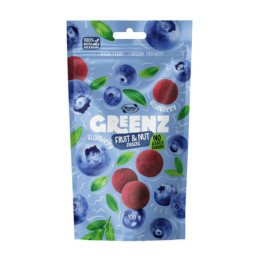 Vaisių ir riešutų užkandžiai su mėlynėmis GREENZ BLUEBERRY, 100 g