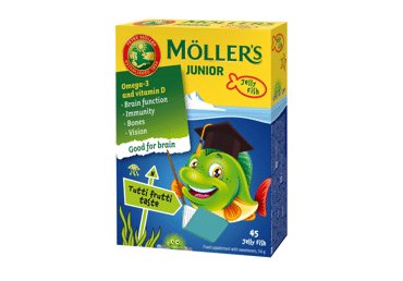 Vaisių skonio maisto papildas vaikams MOLLER'S, 45 vnt., 45 vnt