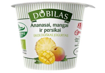 Valg. ekologiškas jogurtas DOBILAS su anan., mang., 2,5-3,5% rieb., 125 g