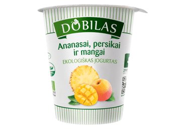 Valg. ekologiškas jogurtas DOBILAS su anan., persik., 3,1 % rieb., 300 g