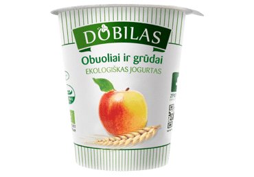 Valg. Ekologiškas jogurtas DOBILAS su obuol., grūdais, 3,2%rieb., 300 g