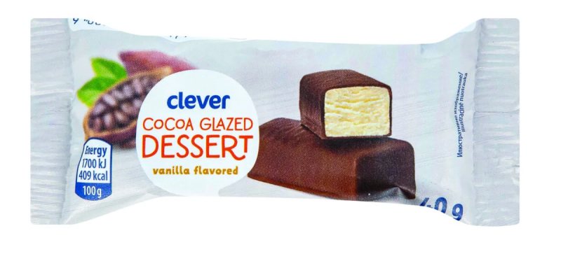 Vanilės skonio glaistytas varškės desertas CLEVER, 35 g
