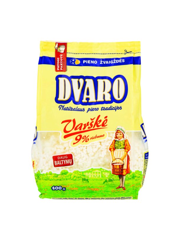 Varškė DVARO 9% rieb. Maišelis, 400 g