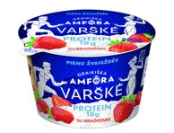 Varškė GRAIKIŠKA AMFORA PROTEIN be laktozės su braškėmis, 0,8 %, 200 g