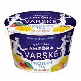 Varškė GRAIKIŠKA AMFORA PROTEIN su mangais,0,8% rieb., 200 g