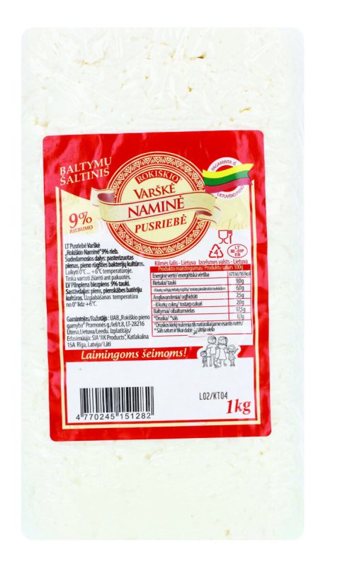 Varškė ROKIŠKIO NAMINĖ 9% rieb., 1 kg