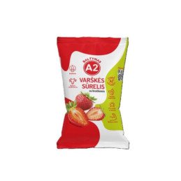 Varškės sūrelis A2 su braškėmis, be lakt.,7,2% rieb., 100 g