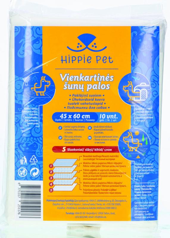 Vienkartinės palos šunims HIPPIE PET, 10 vnt