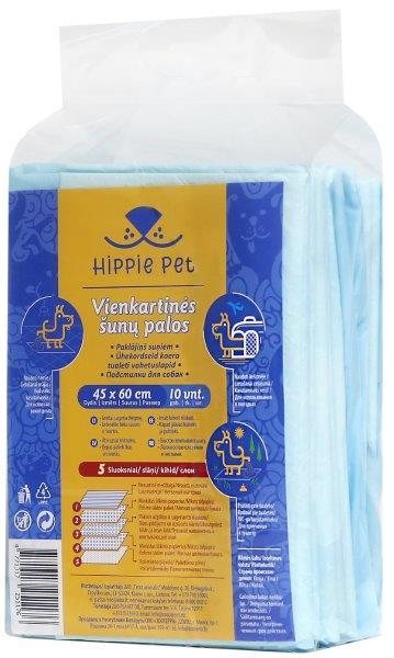 Vienkartinės palutės HIPPIE PET augintiniams, M dydis, 10 vnt., 45 x 60 cm