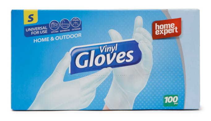 Vienkartinės pirštinės HOME EXPERT, vinilinės, S dydis, 100 vnt