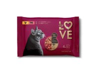 Visavertis konservuotas pašaras suaugusioms katėms su vištiena ir jautiena MY LOVE, 4 x 85 g