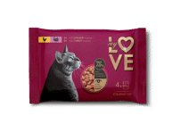 Visavertis konservuotas pašaras suaugusioms katėms su vištiena ir kalakutiena MY LOVE, 4 x 85 g