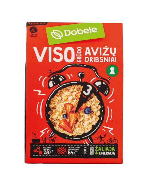 Viso grūdo avižų dribsniai DOBELE, 500 g
