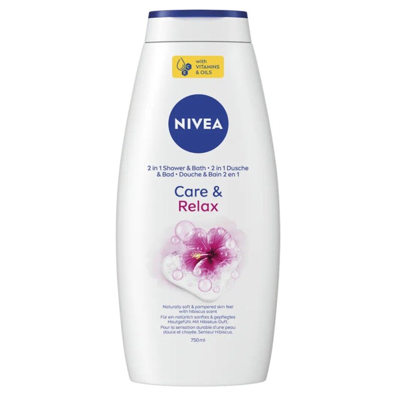 Vonios putos ir dušo želė 2 viename Nivea Shower & Bath, 750 ml