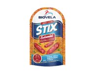 Vytintos dešrelės BIOVELA SALAMINI STIX su sūriu, šonine, 80 g