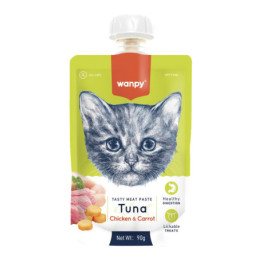 Wanpy mėsos pasta katėms su tunu, vištiena ir morkomis, 90 g