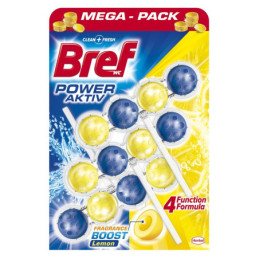 WC valiklis-gaiviklis BREF POWER AKTIV LEMON, 3 x 50 g