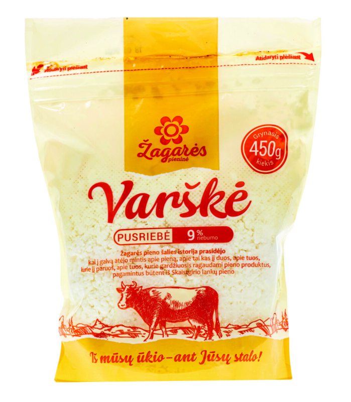 ŽAGARĖS pusriebė varškė, 9% riebumo, 450 g