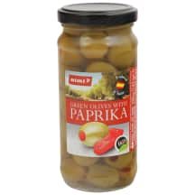Žal. alyvuogės RIMI su paprik., / 142 g, 235 g