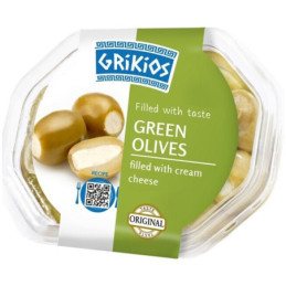 Žaliosios alyvuogės GRIKIOS, įd.grietinėlės sūriu, al., 200 g