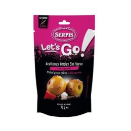 Žaliosios alyvuogės LETS GO, be kauliukų su paprika, 70 g