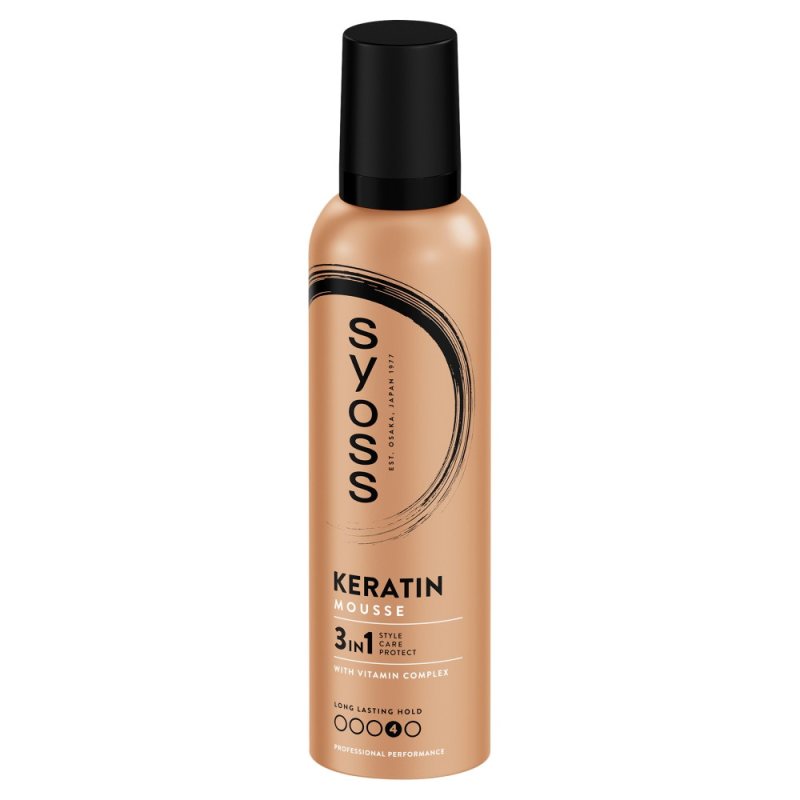 Žvilgesio suteikiančios plaukų putos Syoss Keratin, 250 ml